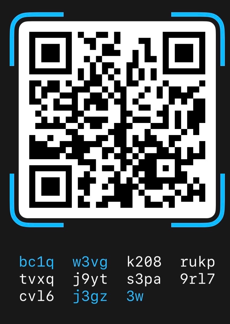 On-chain bitcoin donation QR code for BTC624